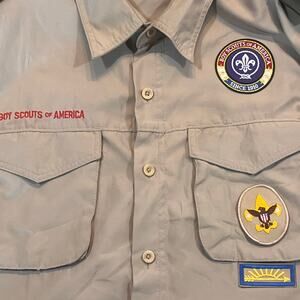Boy Scouts of America BSA Adult Shirt Large Sewn Patrol Leader With Patches